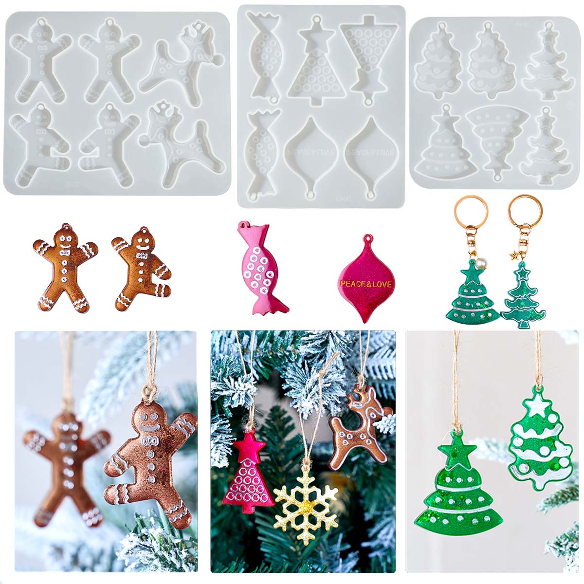 Resin Mold Jewelry - Serie natalizia Orecchini Ciondolo Stampo in
