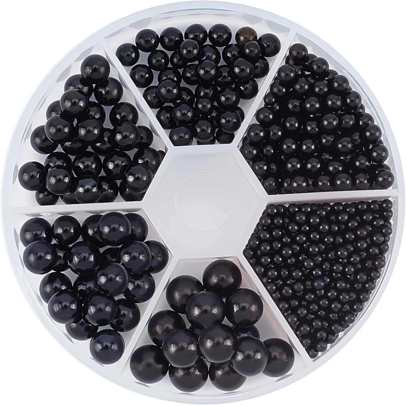 Bead Organizer Tray - Set di 1100 Perline Nere Rotonde